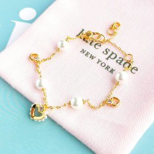 $78 kate Spade Shining Spade Pearl Gold Pearl Line Bracelet NWT